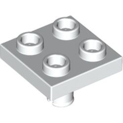 2476-1G Platte plaat 2x2 met pin aan onderzijde wit gebruikt *1L326