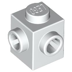 26604-1 Steen 1x1 met noppen twee zijden (90 graden tov elkaar) wit NIEUW *1B035