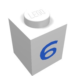 3005-6-1G Steen 1x1 met cijfer 6 wit gebruikt *5V01-02