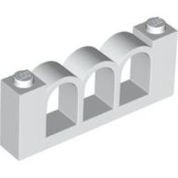 30077-1G Hek met halfronde spijlen 1x6x2 wit gebruikt *1C027