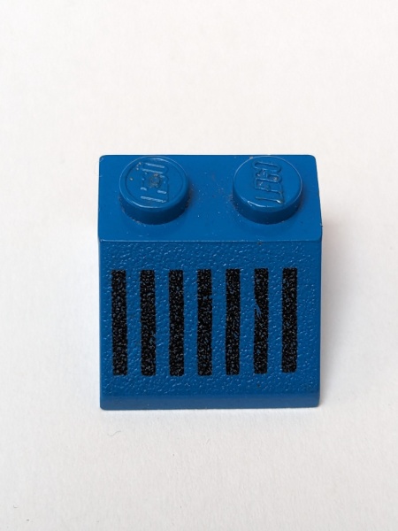 3039p05-7G Dakpan bedrukt 45 2x2 met 7 zwarte strepen blauw gebruikt *5R000