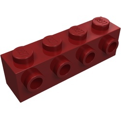 30414-59G Steen 1x4 met noppen één zijde rood, donker gebruikt *5K0000