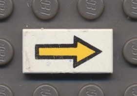 3069bp06-1G Tegel 1x2 Gele pijl naar zijkant wit gebruikt *5T02-01
