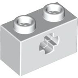 32064-1G Technic, steen 1x2 met asgat wit gebruikt *1D053