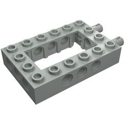 32531c01-9G Technic, steen 4x6 open midden met 2x pin aan einde lichtgrijs (klassiek) gebruikt *