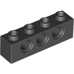 3701-11G Technic, steen 1x4 met 3 gaten zwart gebruikt *1D055