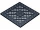 4151b-11G Platte plaat 8x8 met rooster MET gat in midden zwart gebruikt *3D0000