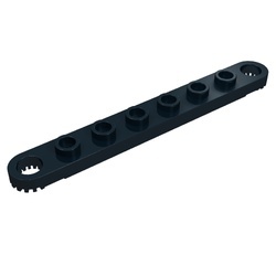 4442-11G Technic, Plaat 1x8 met gaten zwart gebruikt *0D407
