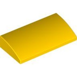 61068-3G Dakpan 2x4x 2/3 (plat afgerond eenzijdig) geen noppen geen tubes geel gebruikt *1D037 - Img 1