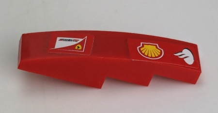 61678pb070R-5G Dakpan gebogen 1x4 met Shell, ferrari en Scuderia logo's RECHTS (Sticker) rood gebruikt *5R000