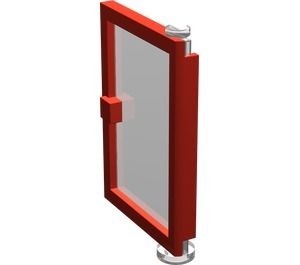 73435c01-5G Deur 1x4x5 rechts met transparant glas rood gebruikt *1C032