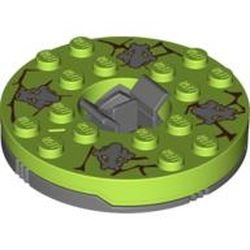 92549c06pb01-85G Draaischijf 6x6x1 1/3 met lime top en donkergrijze hoofden (Ninjago Spinner) grijs, donker (blauwachtig) gebruikt *1D000