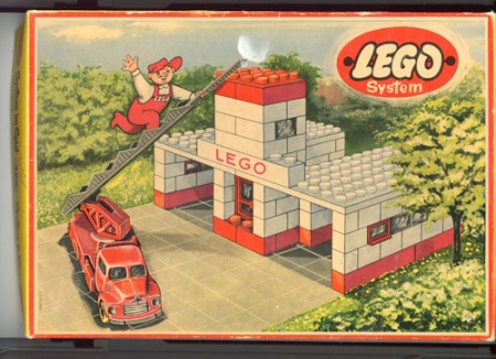 Set 308-G Set 308 Brandweerkazerne (1958) zeer netjes met doos zie afbeeldingen gebruikt ZIE OMSCHRIJVING