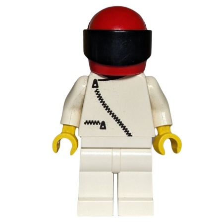 zip012G Jas met ritssluiting - wit, rode helm en zwart vizier gebruikt *0M0000