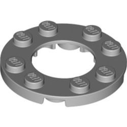 11833-86 Platte plaat 4x4 rond met 2X2 gat in midden grijs, licht (blauwachtig) NIEUW *1B210