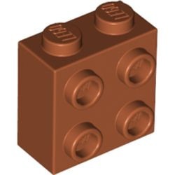 22885-68 'Steen 1x2x1 2/3e met noppen aan één zijde oranje, donker NIEUW *1L2-13