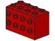2434-5G Steen 2x4x2 met noppen aan drie zijden rood gebruikt *1R0000