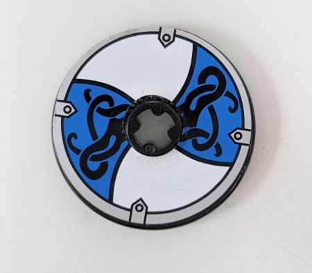 2958pb007-11G Technic Disk 3x3 met asgat Viking schild (Sticker) zwart gebruikt *5S016