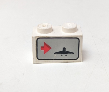 3004pb018L-1G Steen 1x2 Vliegtuig met pijl naar rechts (Sticker) wit gebruikt *5V02-03