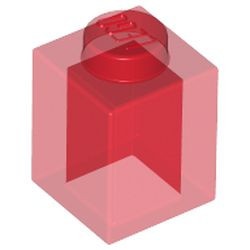 3005-17G Steen 1x1 transparant rood gebruikt *1A004