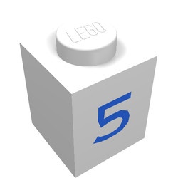 3005-5-1G Steen 1x1 met cijfer 5 wit gebruikt *5V01-02