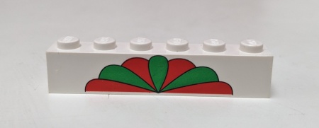 3009pb012-1G Steen 1x6 Rood/groene waaier wit gebruikt *5V06-01