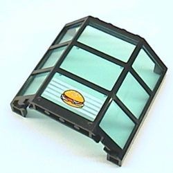 30185c03pb01-11G Erker 3x8x6, raam met transparant lichtblauw glas en HAMBURGER zwart gebruikt *5S082