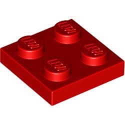 3022-5G Platte plaat 2x2 rood gebruikt *1B362