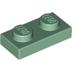 3023-48G Platte plaat 1x2 groen, zandkleurig gebruikt* 1B367