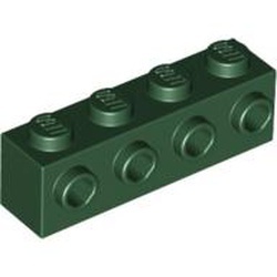 30414-80G Steen 1x4 met noppen één zijde groen, donker gebruikt *1R012