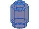 3062b-14G Steen 1x1 rond- met inkeping onder, open nop transparant donkerblauw gebruikt *1B335