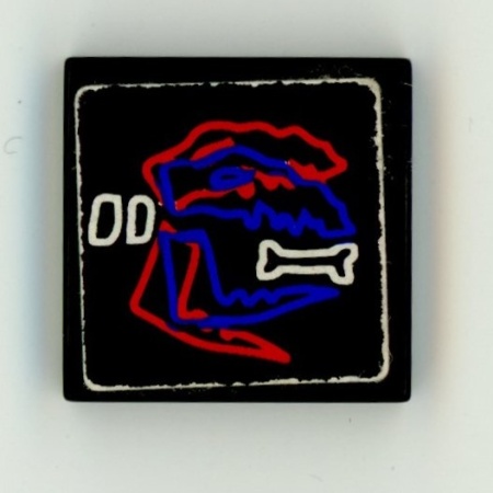 3068bpb0036-11G Tegel 2x2 Dino skelet (Sticker) zwart gebruikt *5T05-30