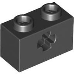 32064-11G Technic, steen 1x2 met asgat zwart gebruikt *1D053