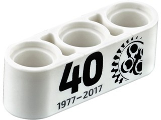 32523pb11-1 Technic, Hefbalk 1x3 dik OPDRUK 40 1977-2017 wit NIEUW *1DT00