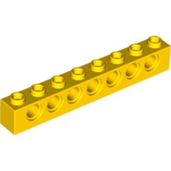 3702-3G Technic, steen 1x8 met 7 gaten geel gebruikt *1D056