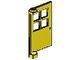 3861-3G Deur 1x4x5 met 4 raampjes- geen frame nodig geel gebruikt *1C029