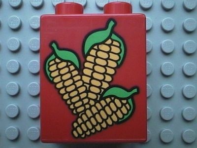 4066pb047-5 DUPLO steen 1x2x2 Maïs rood gebruikt *