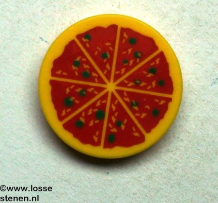 4150p02-3G Tegel 2x2 rond pizza geel gebruikt *5T07-06