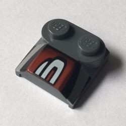 41855pb10-85G Dakpan rond 2x2x2/3 twee noppen, lip einde met halve nummer 3 grijs, donker (blauwachtig) gebruikt *5R000