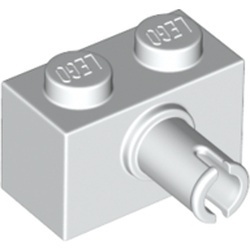 44865-1 Steen 1x2 met pin, bodemhouder wit NIEUW *1B043