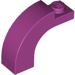 6005-71 Steen, boog 1x3x2 boven rond 1 nop bovenop magenta NIEUW *1B069