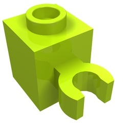 60475-34 Steen 1x1 met clip verticaal (open OF dichte nop) lime NIEUW *1B031