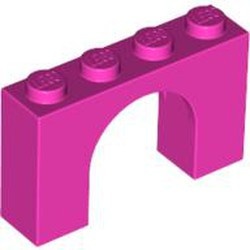 6182-47G Steen, boog 1x4x2 hoog roze, donker gebruikt *1D051