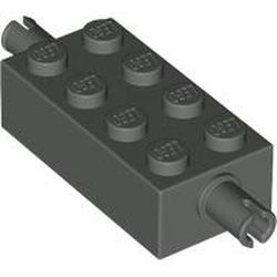 6249-10G Steen 2x4 met pinnen aan beide zijden donker, grijs (klassiek) gebruikt *1D009