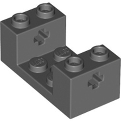 67446-85 Steen, 2x4x1 1/3 met ASGATEN en 2x2 uitsnede grijs, donker (blauwachtig) gebruikt *