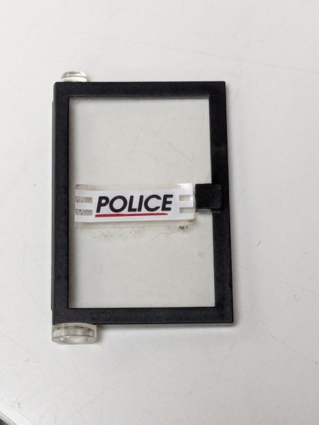 73436c01pb03-11G Deur 1x4x5 links 'POLICE' met rode streep zwart gebruikt *5S054