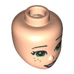 84067-90 Hoofd minidoll Groene ogen, open mond en sproeten vleeskleurig, licht NIEUW *0B0000