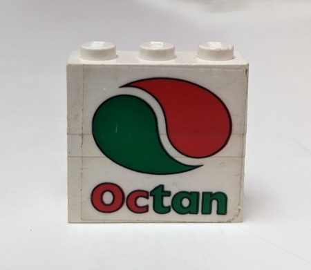 BA037pb01-1G 3x Steen 1x3 met Octan Logo (Sticker) wit gebruikt *5V03-01