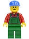 cty0136 Boer, rood shirt groene overal, bruine wenkbrauwen lach, blauwe cap lange klep NIEUW *0M0000