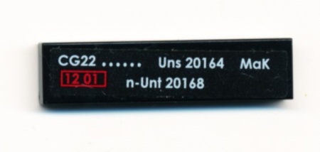 2431pb158R-11G Tegel 1x4 'CG22 Uns 20164 MaK n-Unt 20168' (Sticker) zwart gebruikt *5t04-08